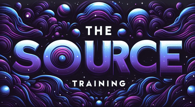 The Source Training Logo Purples and Blue swirls in th stars